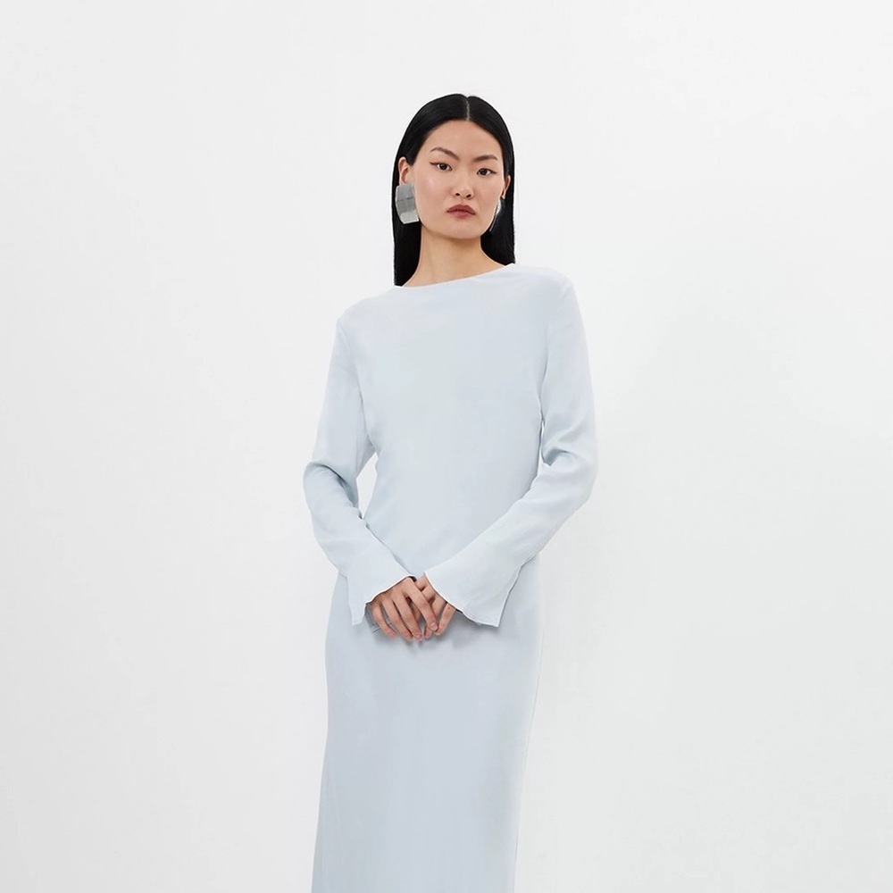 Karen Millen Viscose Satin Midi / Maxi Dress Baby Blue US 6 NWT
